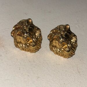 Vintage Gold Lion Head Earrings